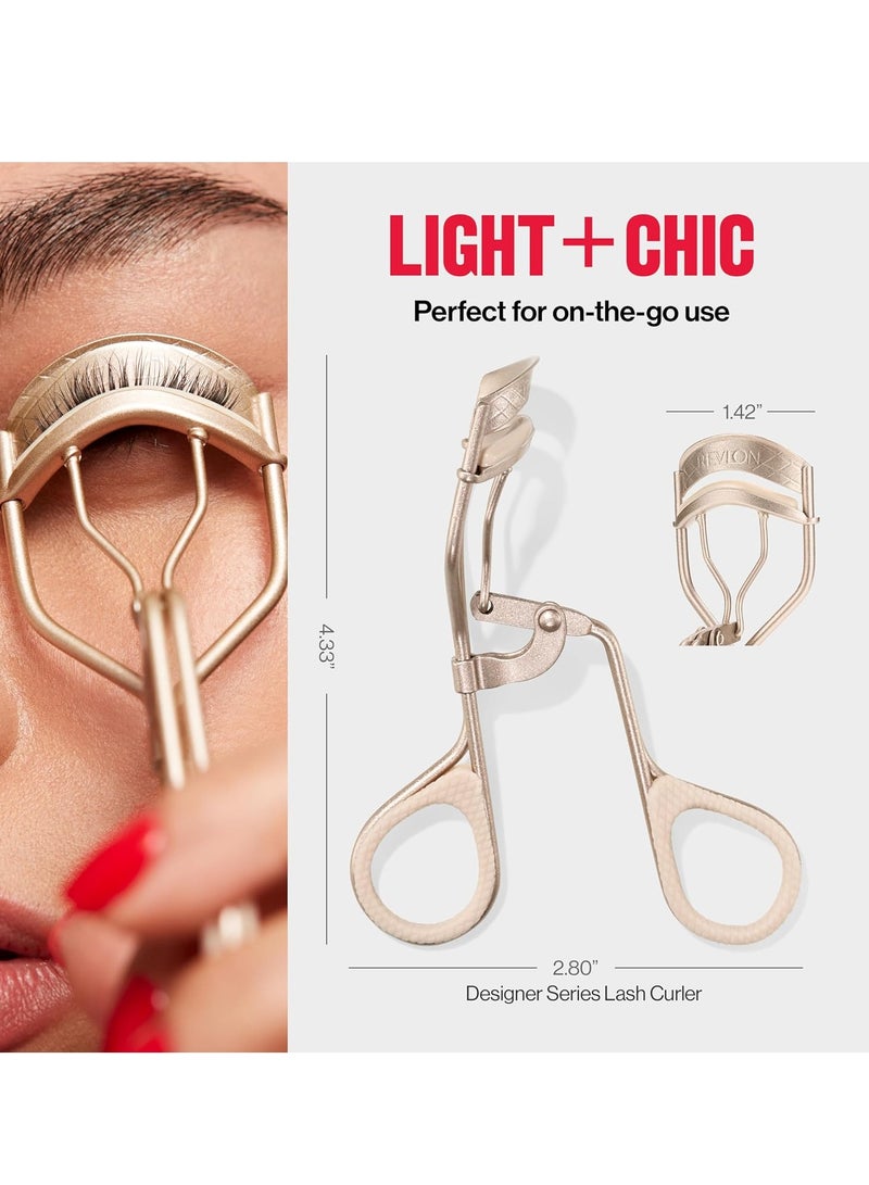 ريفلون Designer Series Lash Curler, Eyelash Lift for an Eye Opening Look, with Finger Grips for a Non Slip Grip, Easy to Use, 1 Count Beige - Image 5