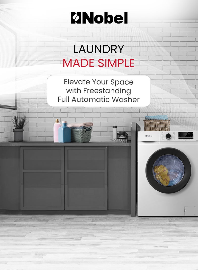 Nobel - 7kg Washing Machine – BLDC Motor, 16 Wash Programs, Stainless Steel Drum, LED Display, and Energy-Efficient Design for Quiet and Powerful Performance 7 kg 1950 W NWM850 GREY - Image 1