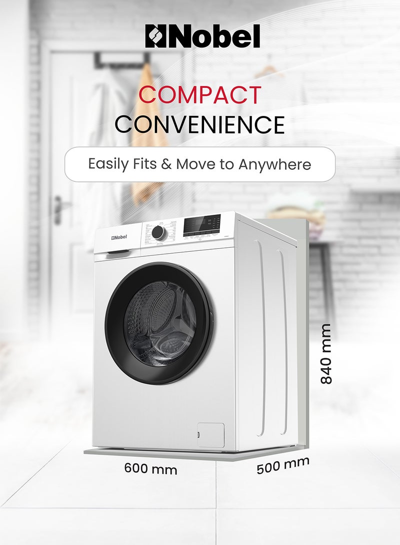 Nobel - 7kg Washing Machine – BLDC Motor, 16 Wash Programs, Stainless Steel Drum, LED Display, and Energy-Efficient Design for Quiet and Powerful Performance 7 kg 1950 W NWM850 GREY - Image 1
