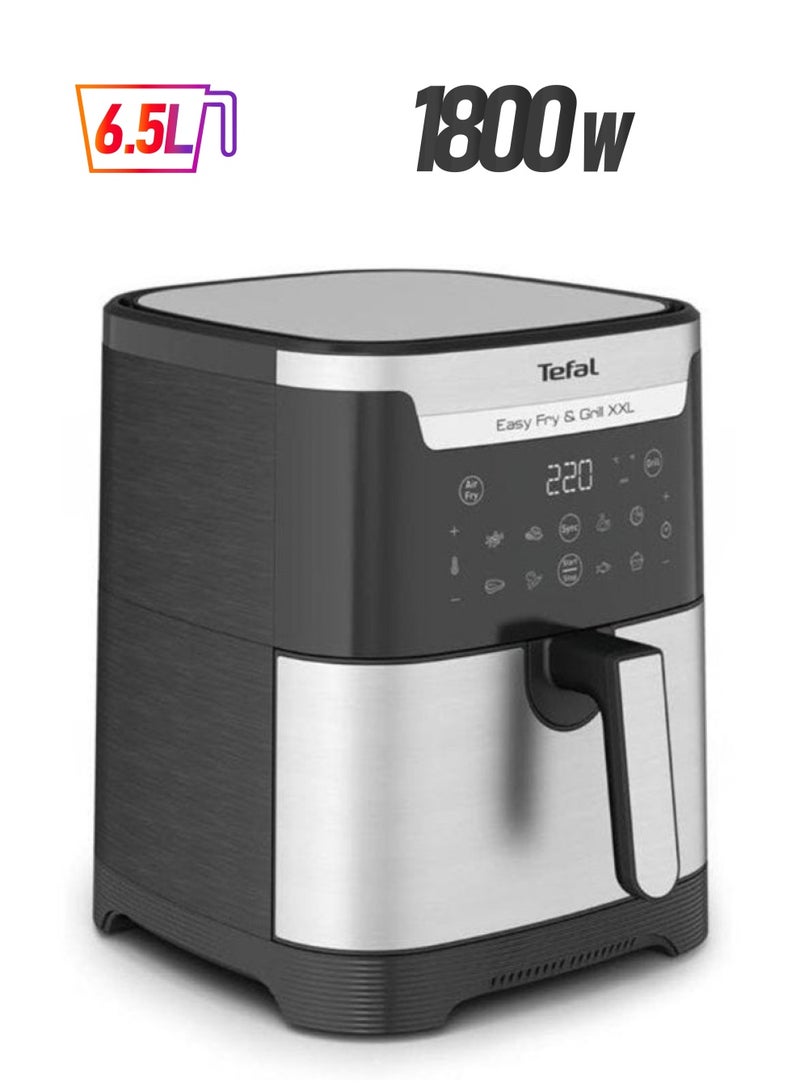 Tefal Touch Digital Air Fryer Easy Fry & Grill XXL, 6.5 Liter, 1800 Watt, Black Silver - EY801D15 6.5 L 1800 W EY801D15 black and silver