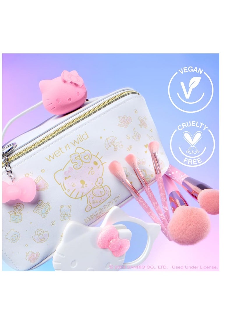 Wet N Wild Hello Kitty 5-Piece Makeup Brush Set, Buildable & Blendable Multifunctional Seamless Application, Cruelty-Free & Vegan Feathery Soft Bristles Multicolor  - Image 3