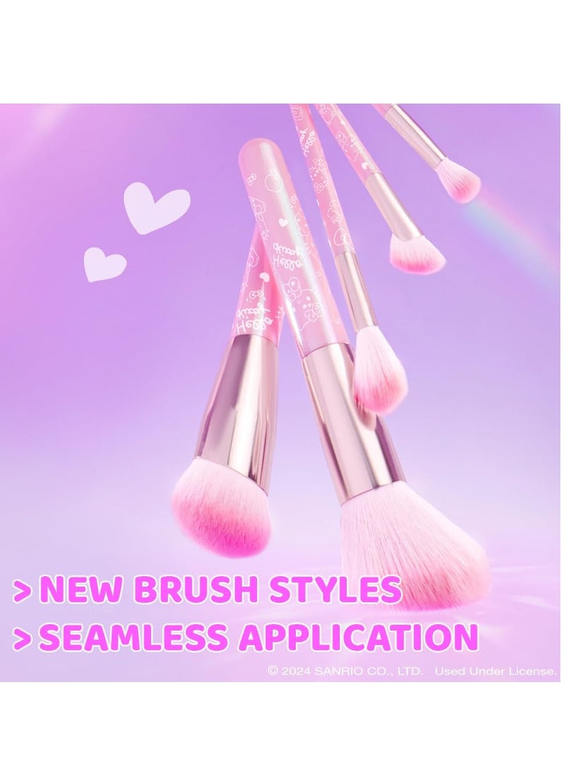Wet N Wild Hello Kitty 5-Piece Makeup Brush Set, Buildable & Blendable Multifunctional Seamless Application, Cruelty-Free & Vegan Feathery Soft Bristles Multicolor  - Image 4