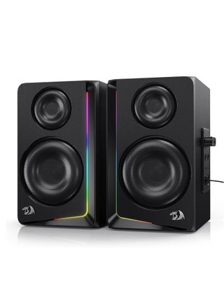 GS812 Wireless RGB Wooden Desktop Speakers, 2.0 Channel Bookshelf Speaker w/BT 5.0/3.5mm AUX Connection, Enhanced Bass/Volume Knob Control, Extra Mic/Audio Jacks & Dynamic RGB Lighting Bar - pnsku/N70139900V/45/_/1736228802/9298efc4-a1be-429d-add2-7cf128ce564a