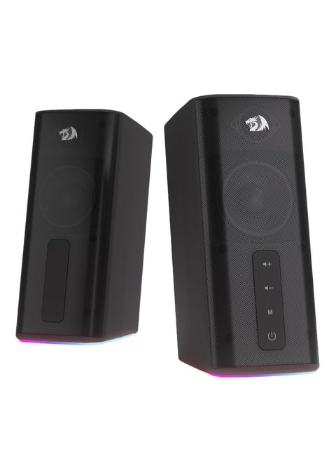GS814 Wireless Desktop Speakers, RGB, BT/AUX, 20W , BT 5.0 wireless mode adopted for premium lossless sound quality, stable and no-delay audio transmission makes you get 100% enjoyed with your playlists from your phone, tablet or laptop - Black