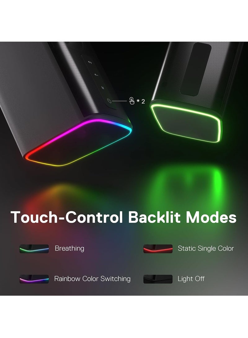 REDRAGON - GS814 Wireless Desktop Speakers, RGB, BT/AUX, 20W , BT 5.0 wireless mode adopted for premium lossless sound quality, stable and no-delay audio transmission makes you get 100% enjoyed with your playlists from your phone, tablet or laptop - Black - Image 1