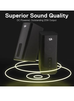 ريدراجون GS814 Wireless Desktop Speakers, RGB, BT/AUX, 20W , BT 5.0 wireless mode adopted for premium lossless sound quality, stable and no-delay audio transmission makes you get 100% enjoyed with your playlists from your phone, tablet or laptop - Black  - Image 3