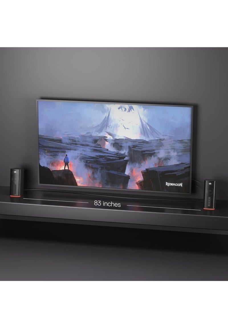 REDRAGON - GS814 Wireless Desktop Speakers, RGB, BT/AUX, 20W , BT 5.0 wireless mode adopted for premium lossless sound quality, stable and no-delay audio transmission makes you get 100% enjoyed with your playlists from your phone, tablet or laptop - Black - Image 1