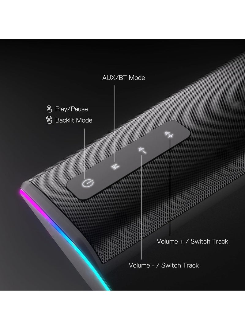 REDRAGON - GS814 Wireless Desktop Speakers, RGB, BT/AUX, 20W , BT 5.0 wireless mode adopted for premium lossless sound quality, stable and no-delay audio transmission makes you get 100% enjoyed with your playlists from your phone, tablet or laptop - Black - Image 1