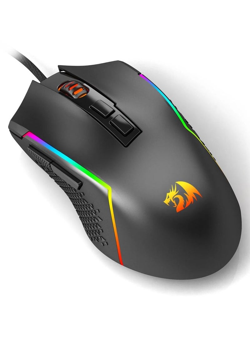 REDRAGON - Wired Gaming Mouse M613- RGB Trident Lite , Lightweight 8000 DPI , 7 Programmable Buttons or personalized in-game controls and  programmable light patterns for dynamic visuals - Black - Image 1