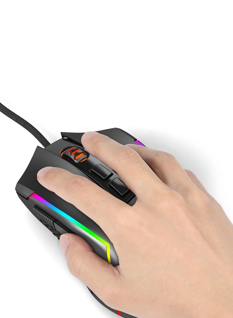 REDRAGON - Wired Gaming Mouse M613- RGB Trident Lite , Lightweight 8000 DPI , 7 Programmable Buttons or personalized in-game controls and  programmable light patterns for dynamic visuals - Black - Image 1