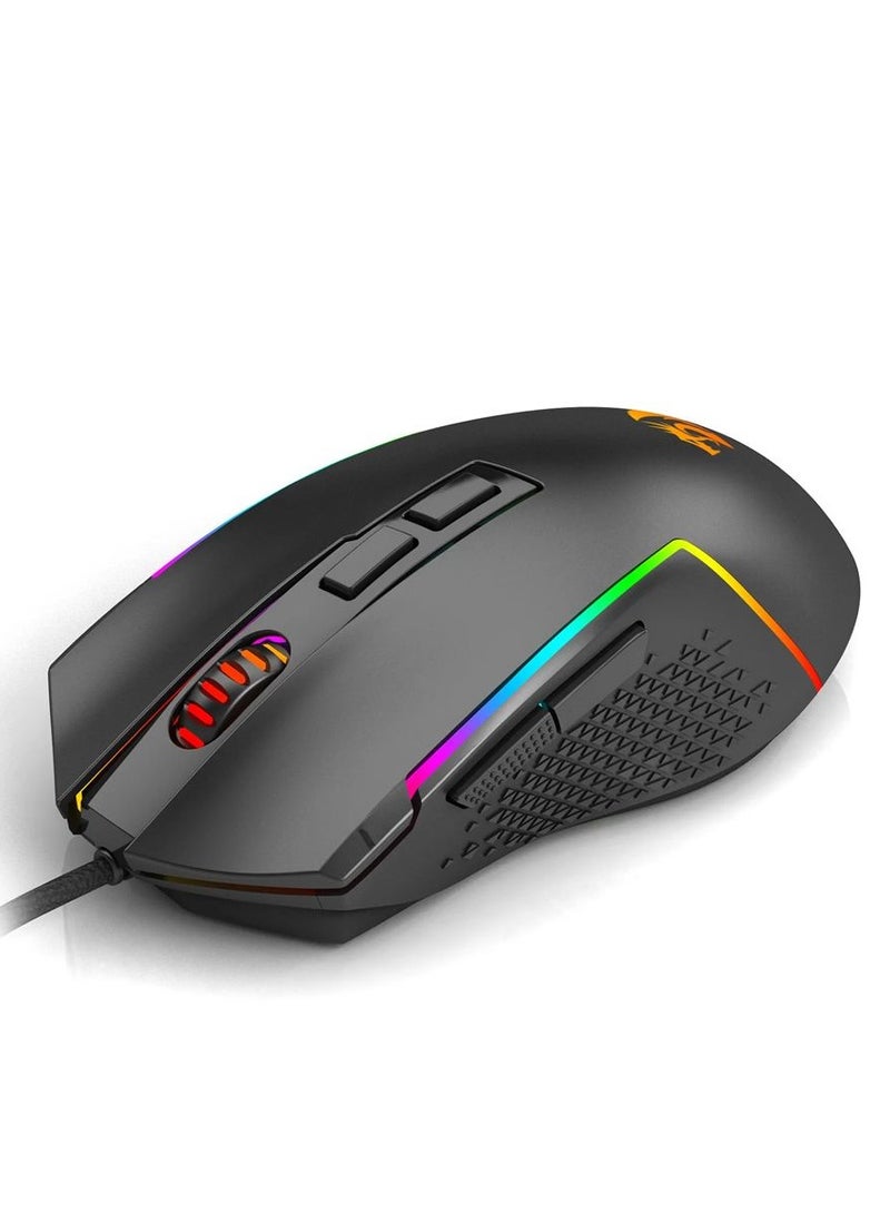 REDRAGON - Wired Gaming Mouse M613- RGB Trident Lite , Lightweight 8000 DPI , 7 Programmable Buttons or personalized in-game controls and  programmable light patterns for dynamic visuals - Black - Image 1