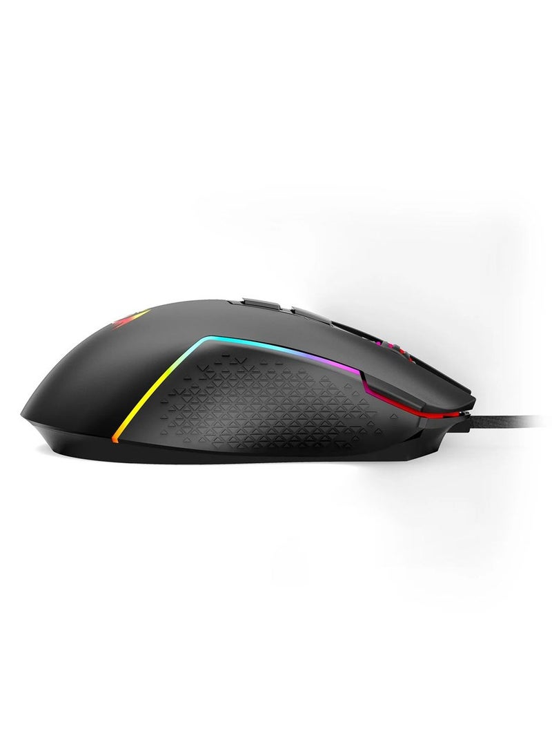 REDRAGON - Wired Gaming Mouse M613- RGB Trident Lite , Lightweight 8000 DPI , 7 Programmable Buttons or personalized in-game controls and  programmable light patterns for dynamic visuals - Black - Image 1