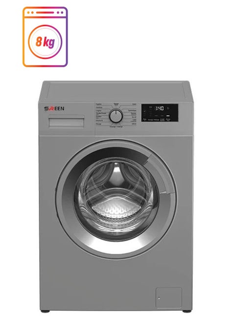 Front Load Automatic Washing Machine With 16 Programs 8 kg 173 kW SRWM-8K-FAS silver