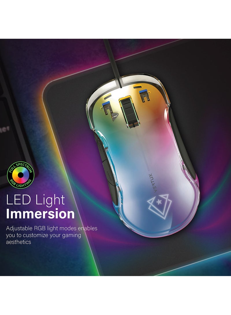 RGB Wired Gaming Mouse, Lightweight 12000 DPI Gaming Mice with Polling Control Button, Translucent LED-Backlit, Multi-Surface Tracking and 5 Programmable Buttons for Gamers, Phoenix Black - pnsku/N70139955V/45/_/1736232376/407b95ac-4e98-437b-81e5-c4f3046ad613