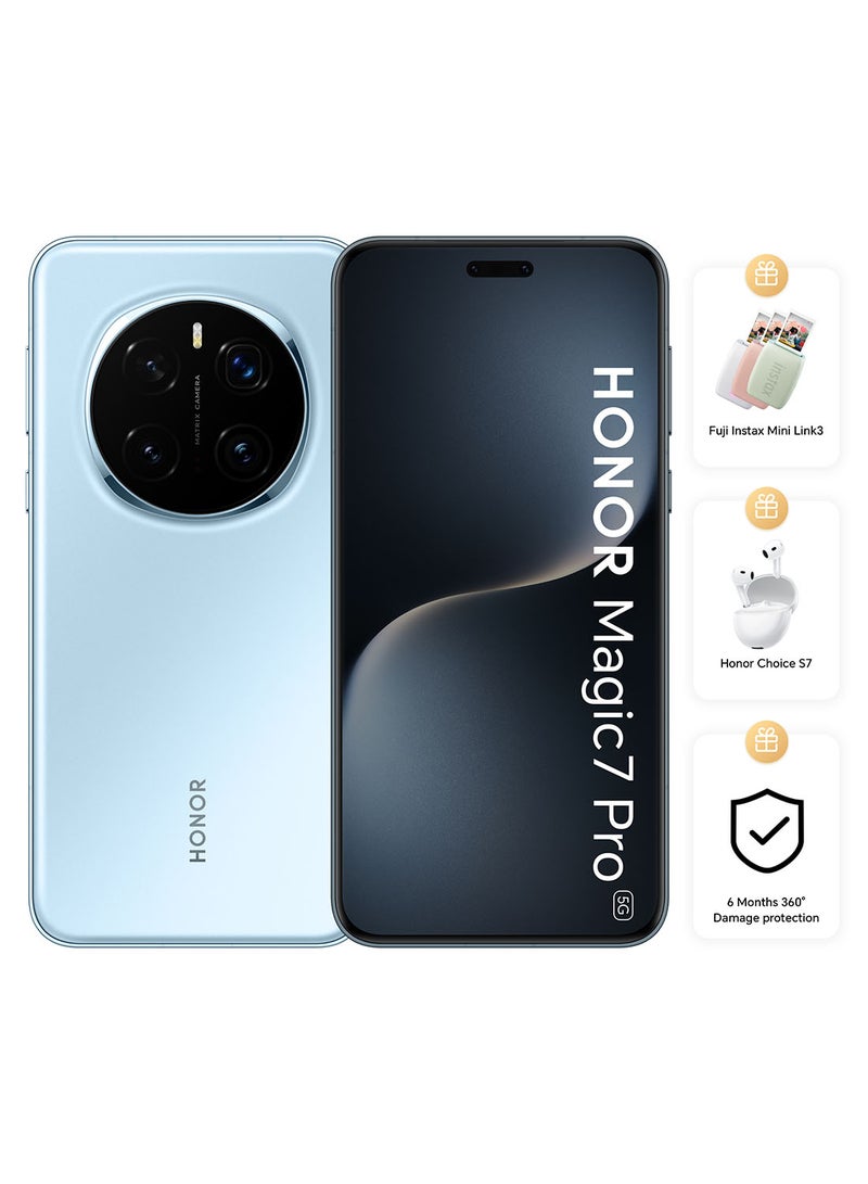 Honor Magic 7 Pro Dual SIM 5G Breeze Blue 12GB RAM 512GB With Instax Mini Photo Printer + S7 Earbuds + 6Month 360° Damage Protection - Middle East Version  - Image 1