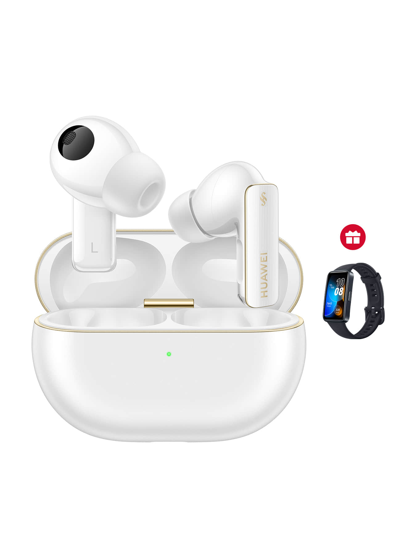 HUAWEI FreeBuds Pro 4 Wireless Bluetooth Earbuds, Dual-driver True Sound, Stable&Clear Calls, Intelligent Dynamic ANC, Head Motion Controls, iOS&Android, Lossless Sound Quality, AI call-noise-cancellation, [ Free Band 8 ] White 