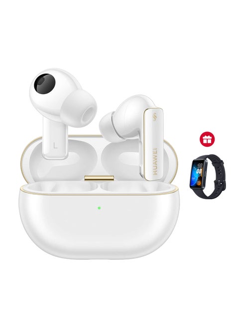 FreeBuds Pro 4 Wireless Bluetooth Earbuds, Dual-driver True Sound, Stable&Clear Calls, Intelligent Dynamic ANC, Head Motion Controls, iOS&Android, Lossless Sound Quality, AI call-noise-cancellation, [ Free Band 8 ] White
