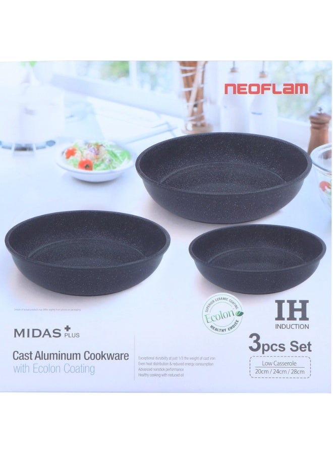 نيو فلام Midas Cast Aluminum With Ecolon Coating Round Ovenware Set 3-Piece Set Galaxy Marble  - Image 2