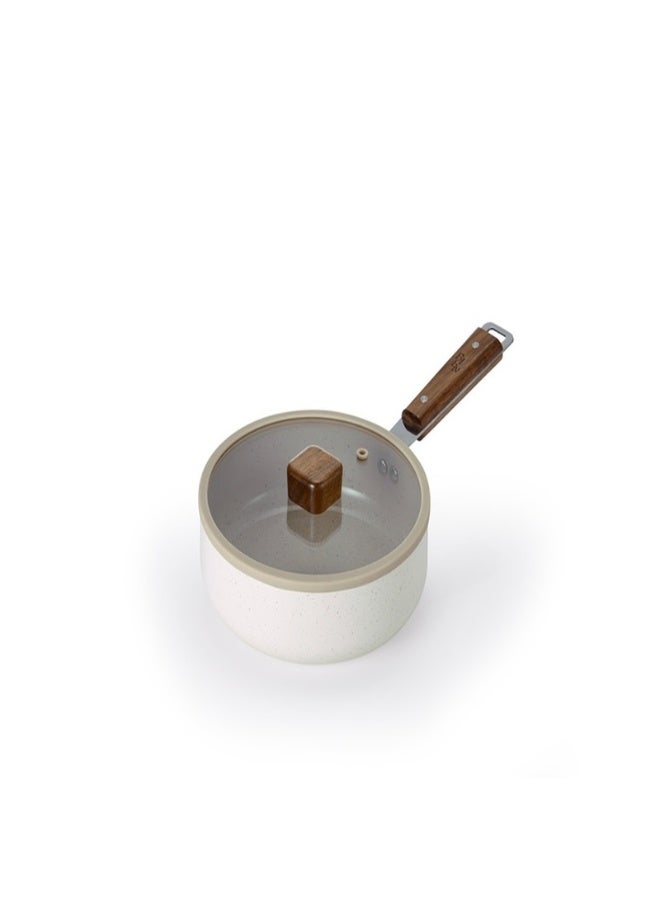 Neoflam Bien Wokpan 20 Cm With Glass Lid Wood Knope Wood Hand Cream Beige Marble - Image 1