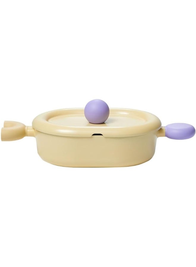 Neoflam Better Finger Low Casserole 24 Cm Oval Shape For Stovetop And Induction Beige 24 cm  - Image 2