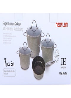 Neoflam Chef Master Forged Aluminum With Marble Coating Cookware Set 7 Pieces Set Gray  - Image 2