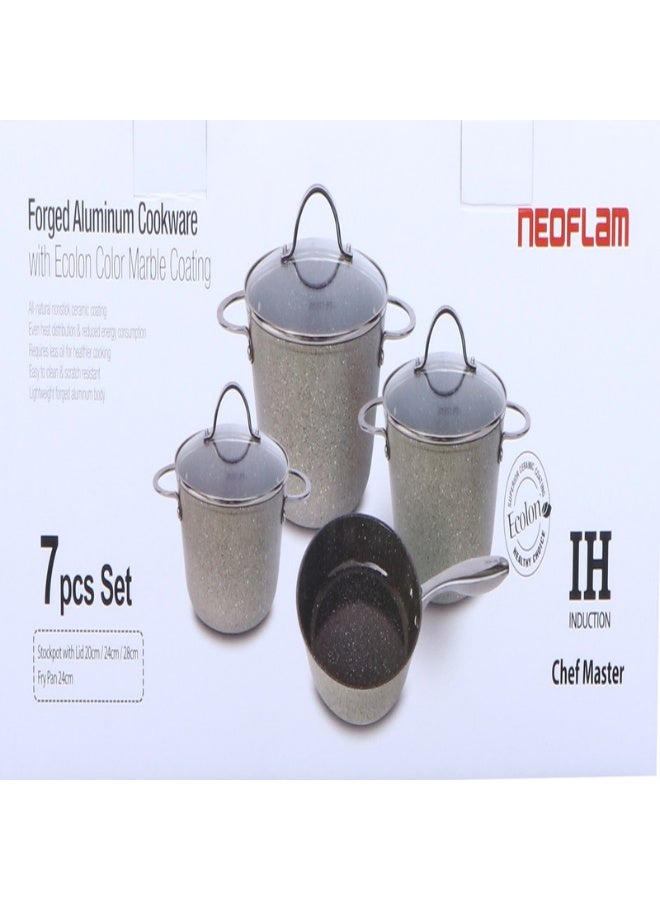 Neoflam Chef Master Forged Aluminum With Marble Coating Cookware Set 7 Pieces Set Gray  - Image 2