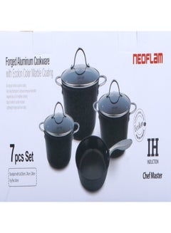 Neoflam Chef Master Forged Aluminum With Marble Coating Cookware Set 7 Pieces Set Black  - Image 2