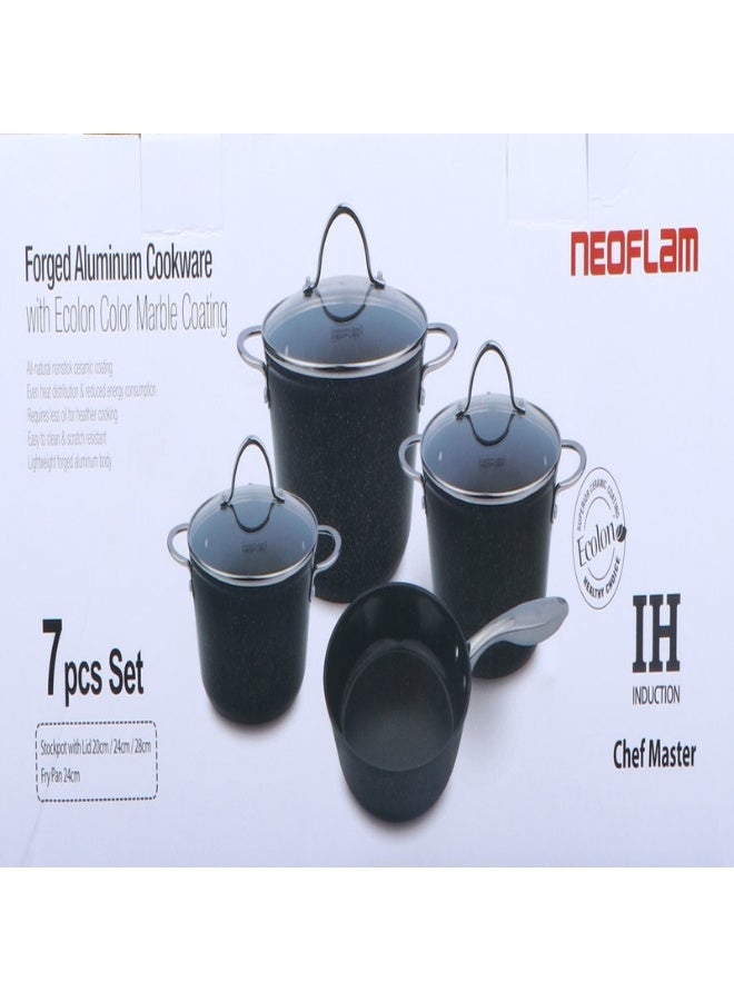 Neoflam Chef Master Forged Aluminum With Marble Coating Cookware Set 7 Pieces Set Black  - Image 2