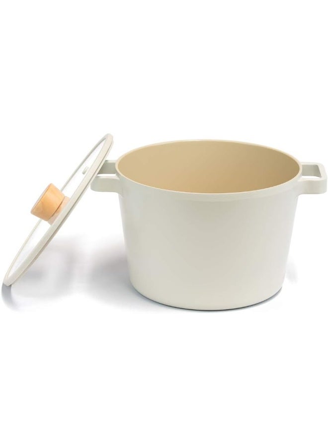 نيو فلام Fika Off White Sand Deep Casserole 22 Cm Ih Induction Technology Nonstick Modern Design Off White Sand 22 Cm  - Image 4