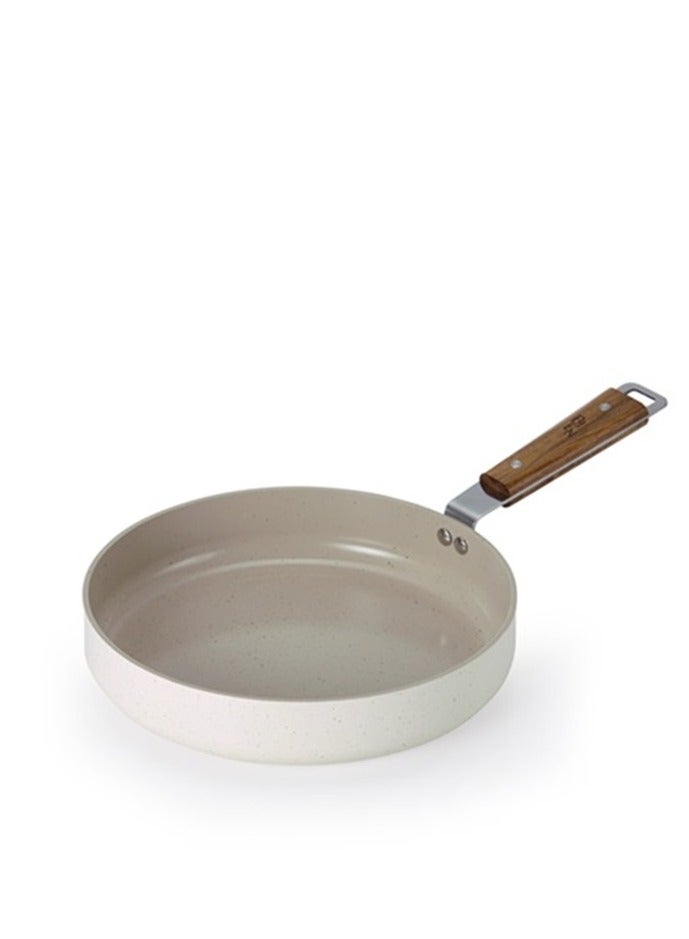 نيو فلام Bien Frypan 24 Cm With Glass Lid Wood Knope Wood Hand White 24 cm  - Image 1