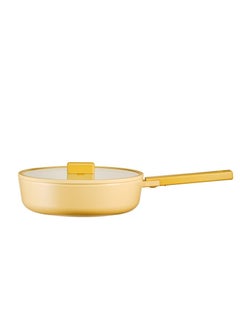 Neoflam Hej mini Wok Pan 24 Cm With Glass Lid Modern Integrated Hand Yellow  - Image 1