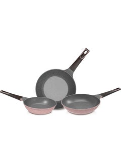 Neoflam Tily 3 Pieces Set 1 Wok 26 Cm 2 Frypan 20 24 Cm Pink Marble 26 cm, 20 cm, 24 cm  - Image 1