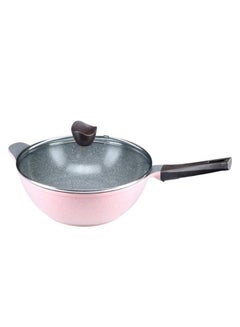 Neoflam Mitra Wok 34 Cm With Handle Glass Lid Pink 34 cm 