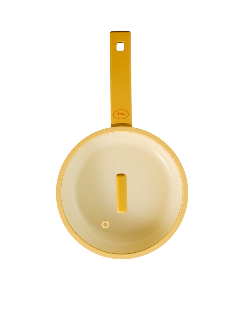 نيو فلام Hejmini Wokpan 18 Cm With Glass Lid Modern Integrated Hand Yellow  - Image 2