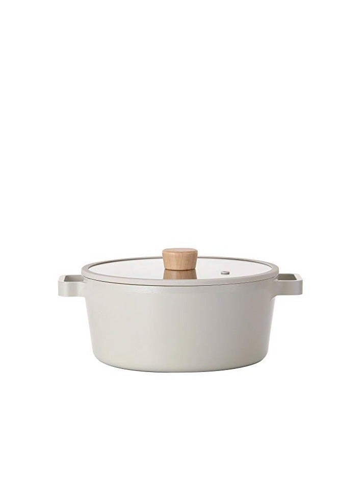 نيو فلام Fika Cooking Pot 16 Cm Sand Die-Cast Aluminium Non-Stick Ceramic Coating Induction Suitable For All Stove Off White  - Image 1