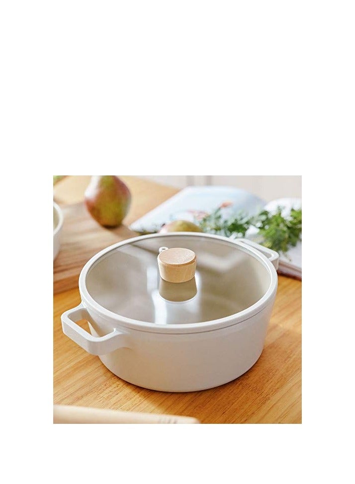 نيو فلام Fika Cooking Pot 16 Cm Sand Die-Cast Aluminium Non-Stick Ceramic Coating Induction Suitable For All Stove Off White  - Image 2