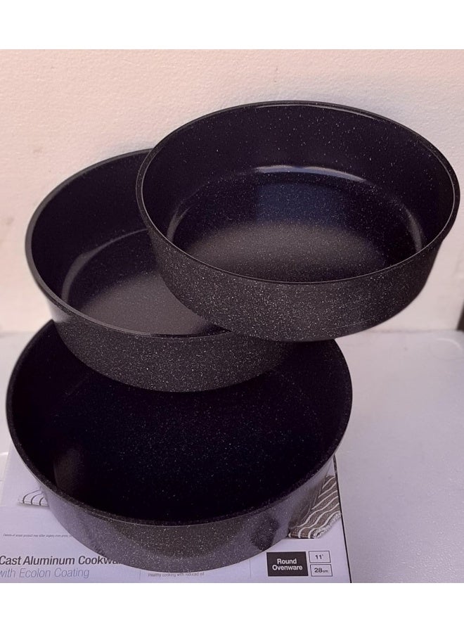 Neoflam Midas Non-Stick Aluminum Round Ovenware 3-Piece Set Black Marble - Image 4