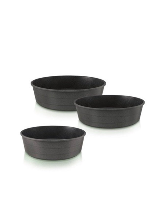 Neoflam Midas Non-Stick Aluminum Round Ovenware 3-Piece Set Black Marble - Image 1