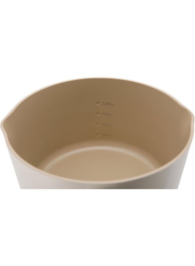 نيو فلام Fika Milk Pan For Stovetops And Induction Wood Handle And Glass Lid Made In Korea 15 Cm 1.4L Cream White Cream White  - Image 5
