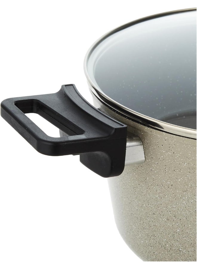 Neoflam Reverse Forged Aluminum With Marble Coating Cookware Set With Glass Lid 7 Pieces Set (Pot 20 24 28cm Frypan 24cm) Warm Marble  - Image 5