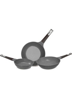 Neoflam Tily 3 Pieces Set 1 Wok 26 Cm 2 Frypan 20 24 Cm Gray 26 cm, 20 cm, 24 cm  - Image 1