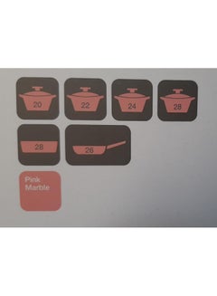 Neoflam Pote Cookware Set 10 Pieces Decasted Aluminum Marble Coating Items Sizes Pots 20 Cm 22 Cm 24 Cm 28 Cm Frypan 26 Cm Round Ovenware 28 Pink  - Image 2