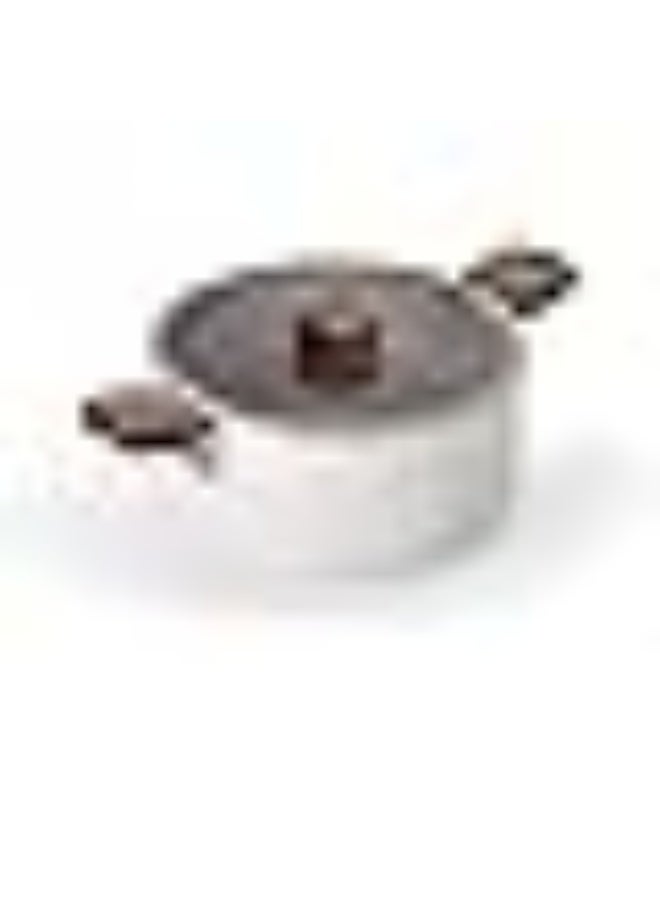 نيو فلام Bien Cooking Pot 18 Cm With Glass Lid Wood Knope Wood Hand Cream Beige Marble  - Image 3