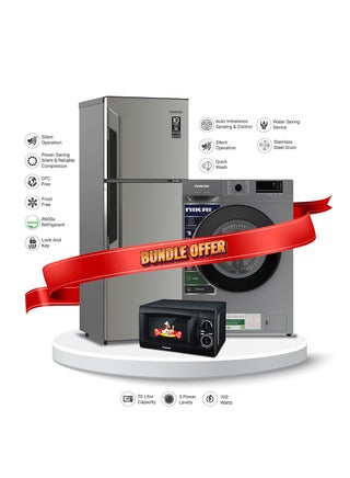 Bundle 500L Double Door Frost Free Refrigerator (NRF500FSS) + 7kg FL Fully Automatic Washing Machine (NWM700FN9S) + Microwave 20L (NMO616) 113 W NRF500FSS+ NWM+NM0 Silver - pnsku/N70140268V/45/_/1736322449/c49eb341-548e-4109-a185-f08d69e150ca