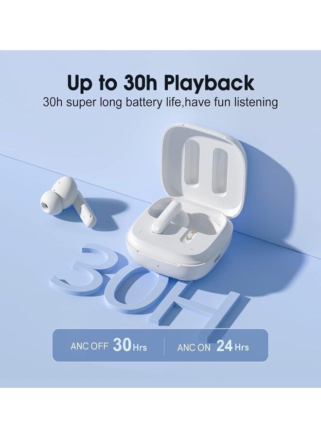 QCY T13 ANC Bluetooth Earphones, Active Noise Cancelling Wireless Earbuds, Gaming In Ear Earphones, 4 Mics Clear Calls, 30H Playtime White  - Image 4