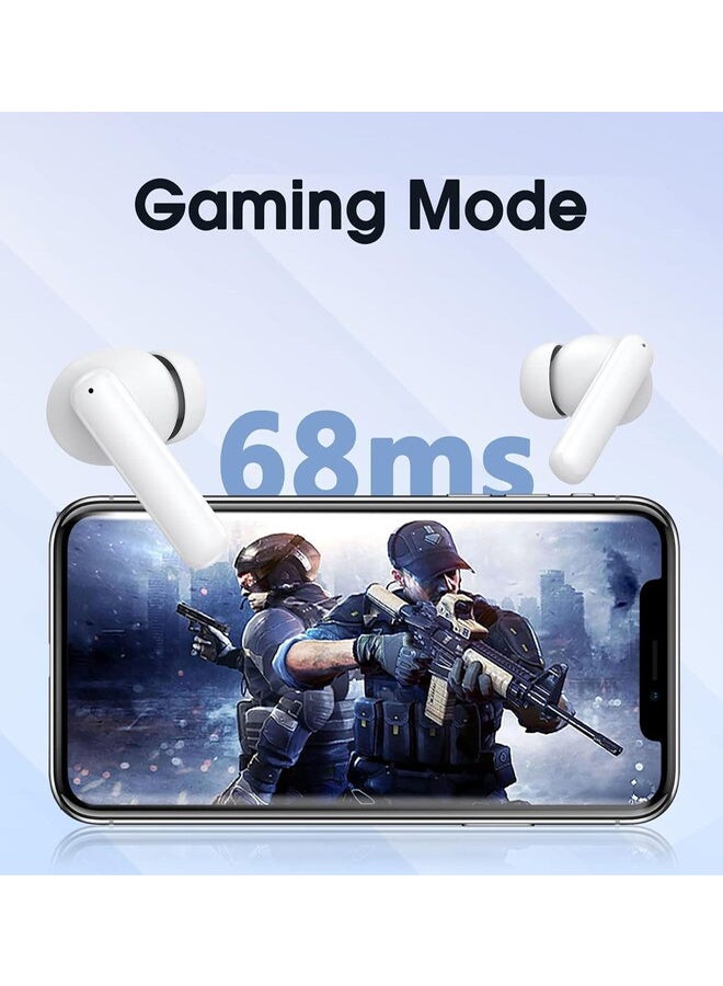 كيو سي واي - T13 ANC Bluetooth Earphones, Active Noise Cancelling Wireless Earbuds, Gaming In Ear Earphones, 4 Mics Clear Calls, 30H Playtime White - Image 1