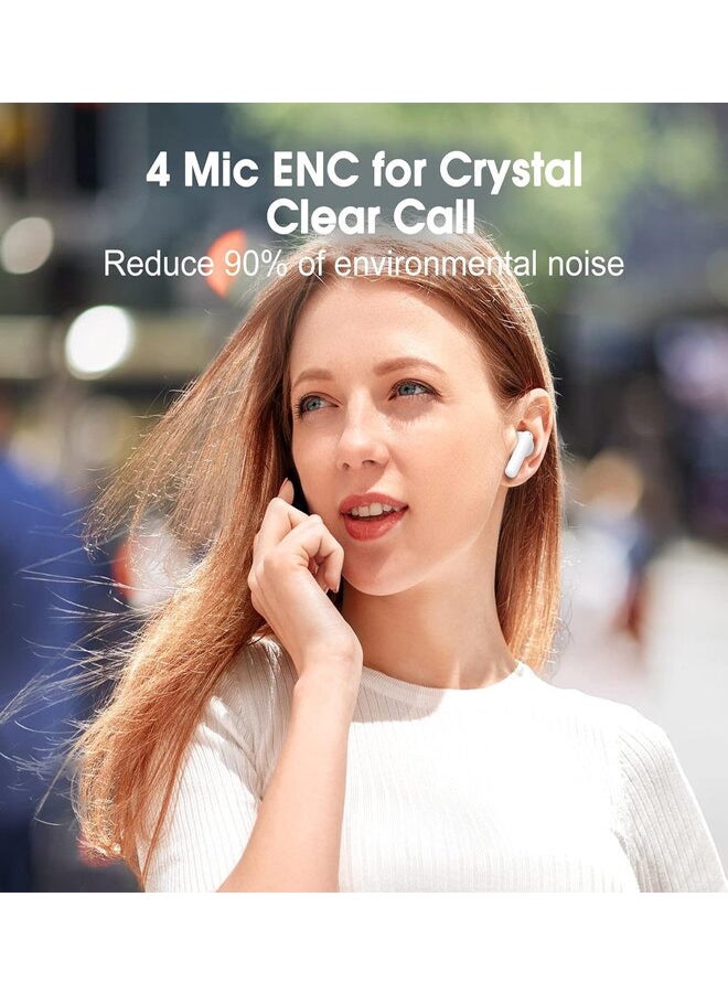 كيو سي واي - T13 ANC Bluetooth Earphones, Active Noise Cancelling Wireless Earbuds, Gaming In Ear Earphones, 4 Mics Clear Calls, 30H Playtime White - Image 1