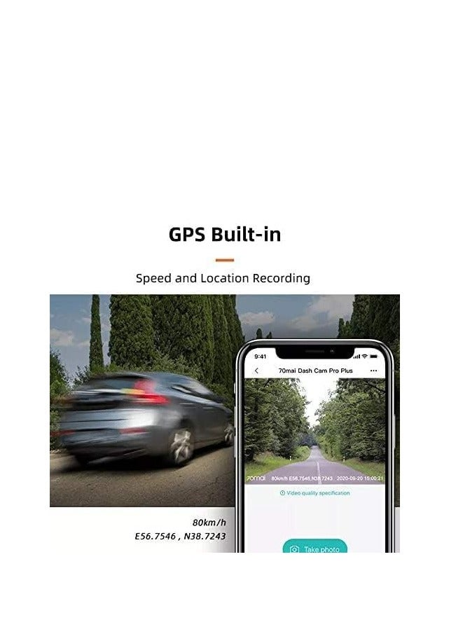 70mai - Smart Dash Cam Pro Plus Sets A500S 5Mp Resolution/Free Wifi / 24Hours Parking Monitor / 140 Degree Wide View Angle/Dual Video Recording - Image 1