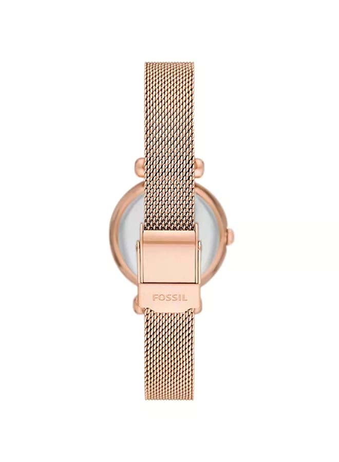 FOSSIL Women's Tillie Mini Three-Hand Rose Gold-Tone Stainless Steel Mesh Watch BQ3897 - 26mm  - Image 3