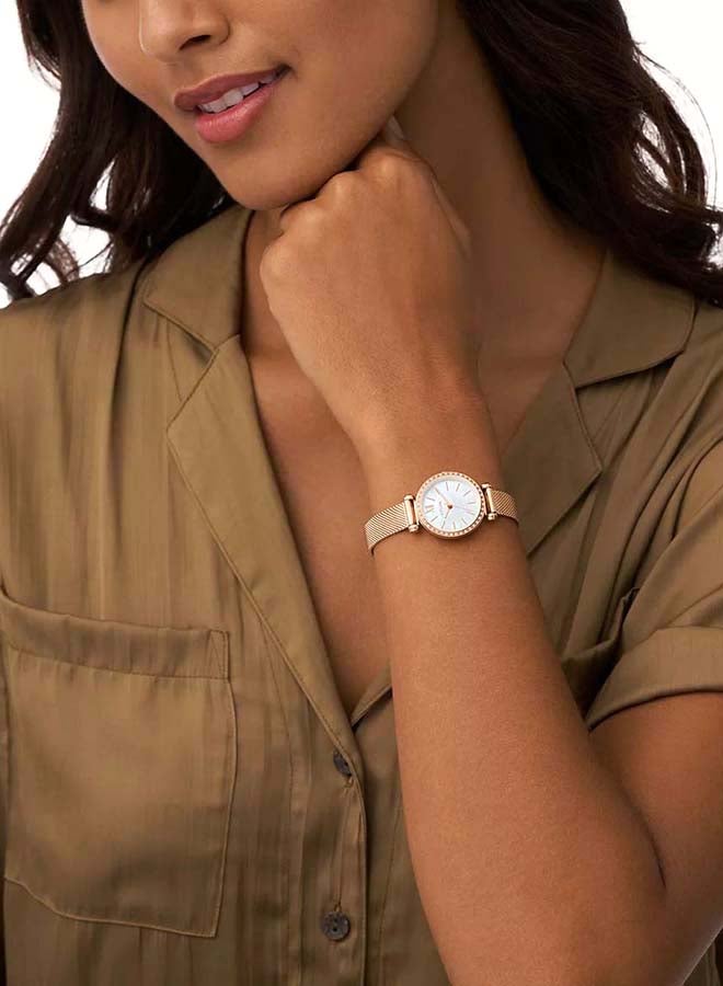 FOSSIL Women's Tillie Mini Three-Hand Rose Gold-Tone Stainless Steel Mesh Watch BQ3897 - 26mm  - Image 4